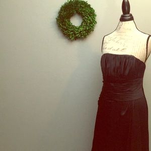 BELSOIE black bridesmaid dress strapless pleats